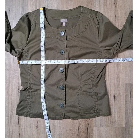 J Jill Jacket Size 14 Lightweight Stretch Olive Green Elevated Casual Chic - Picture 6 of 8